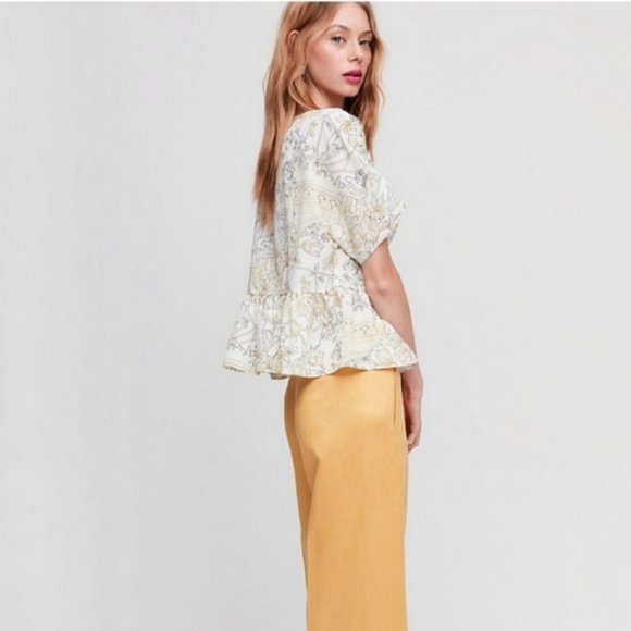 Wilfred Macee Yellow Butter Peplum Top siz… - Picture 1 of 5